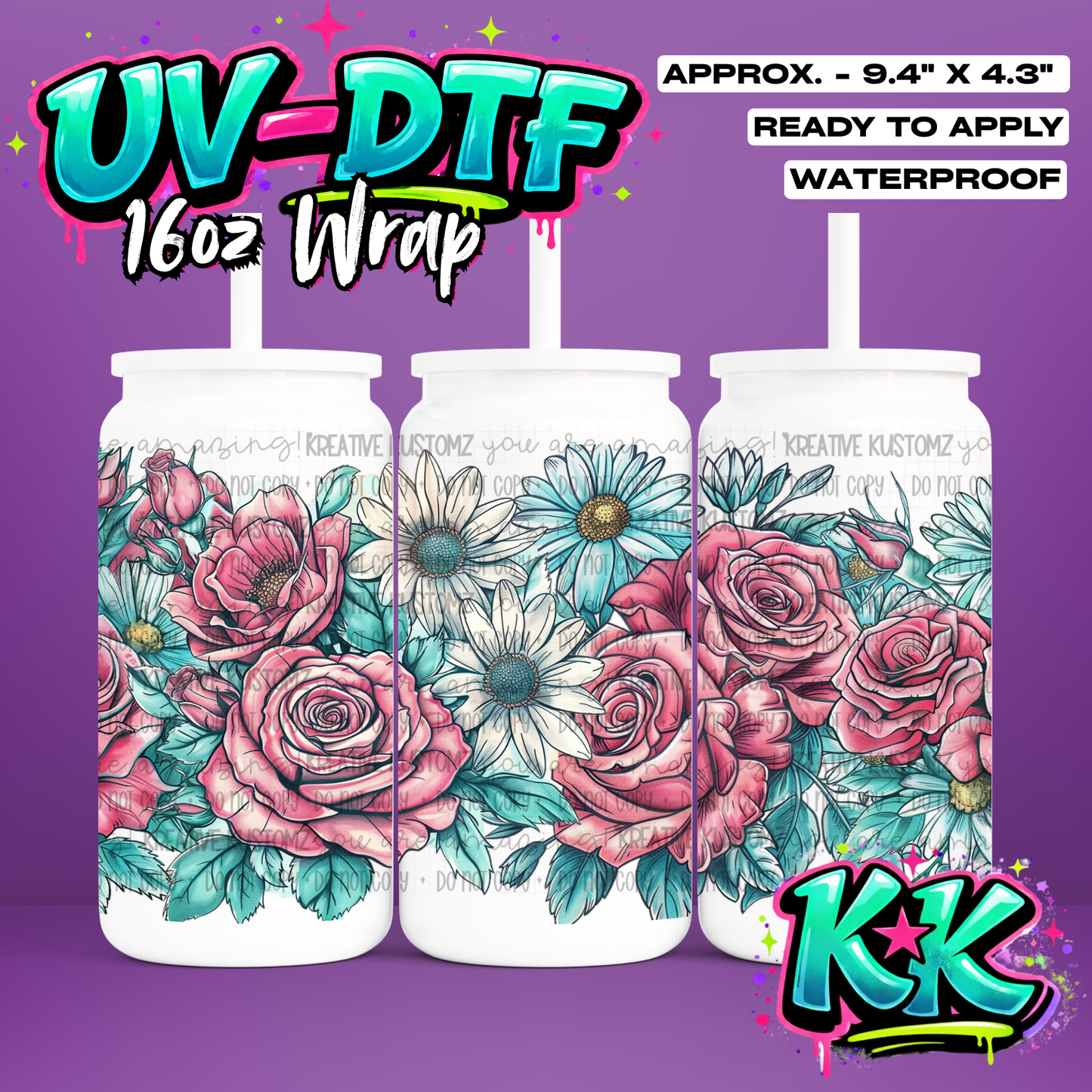 1116 | UV DTF Cup Wrap for 16oz Libbey Glass