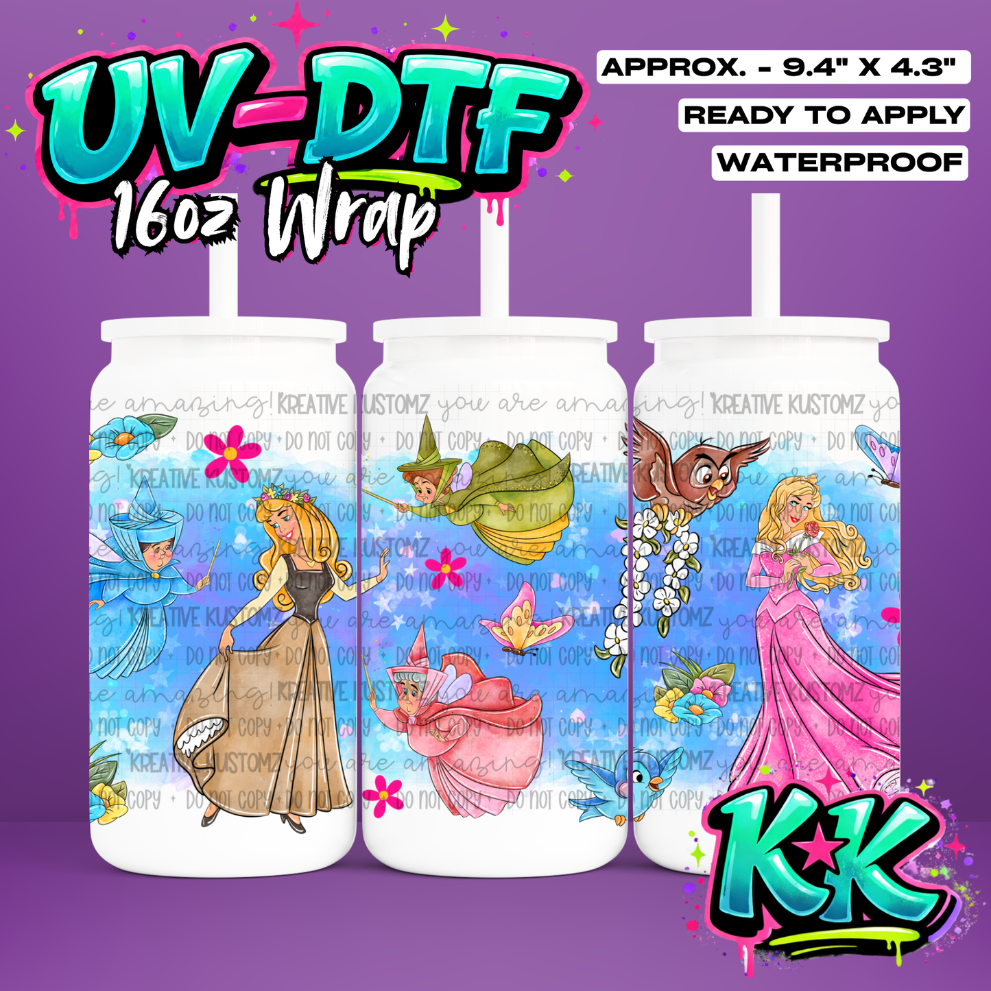 1161 | UV DTF Cup Wrap for 16oz Libbey Glass
