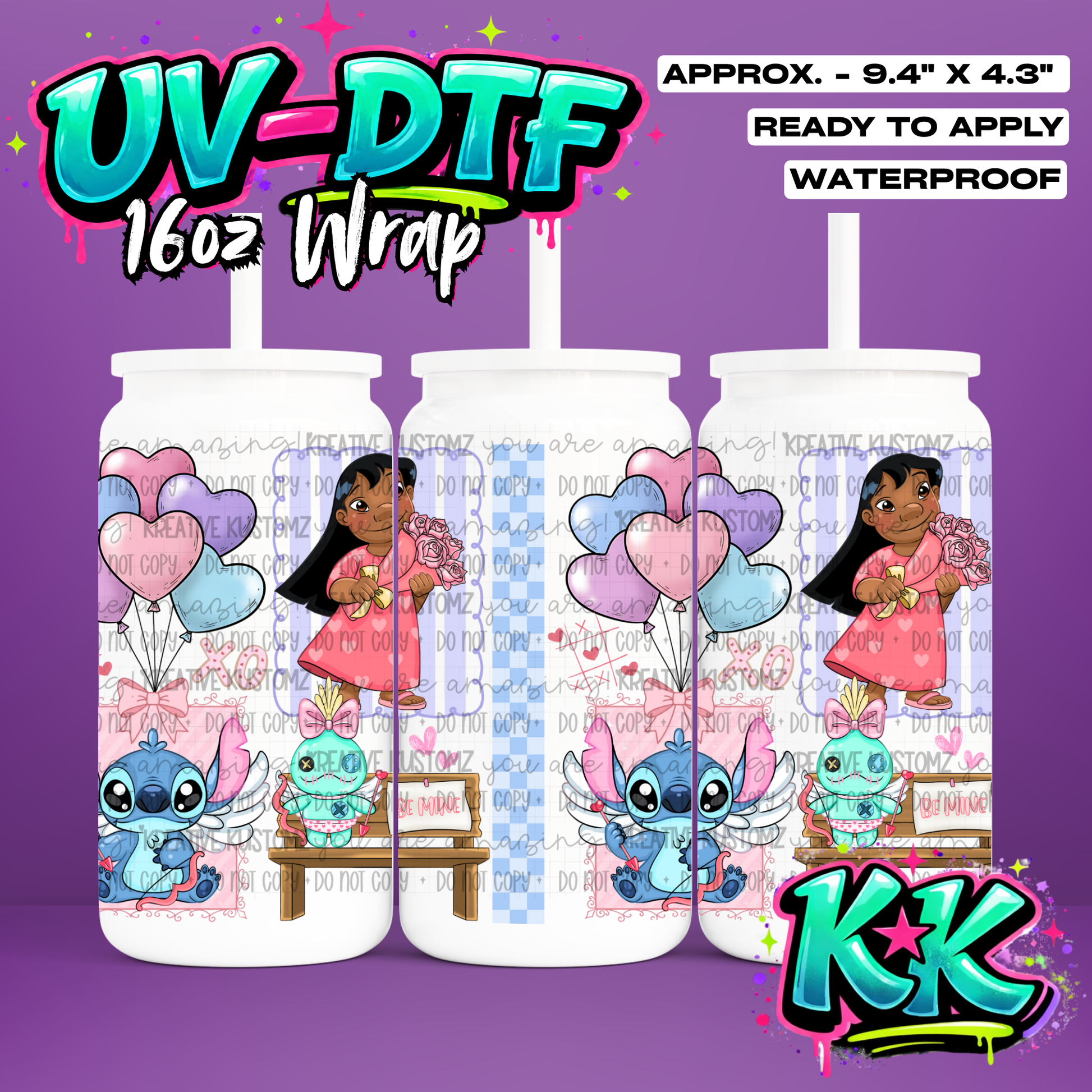 1186 | UV DTF Cup Wrap for 16oz Libbey Glass