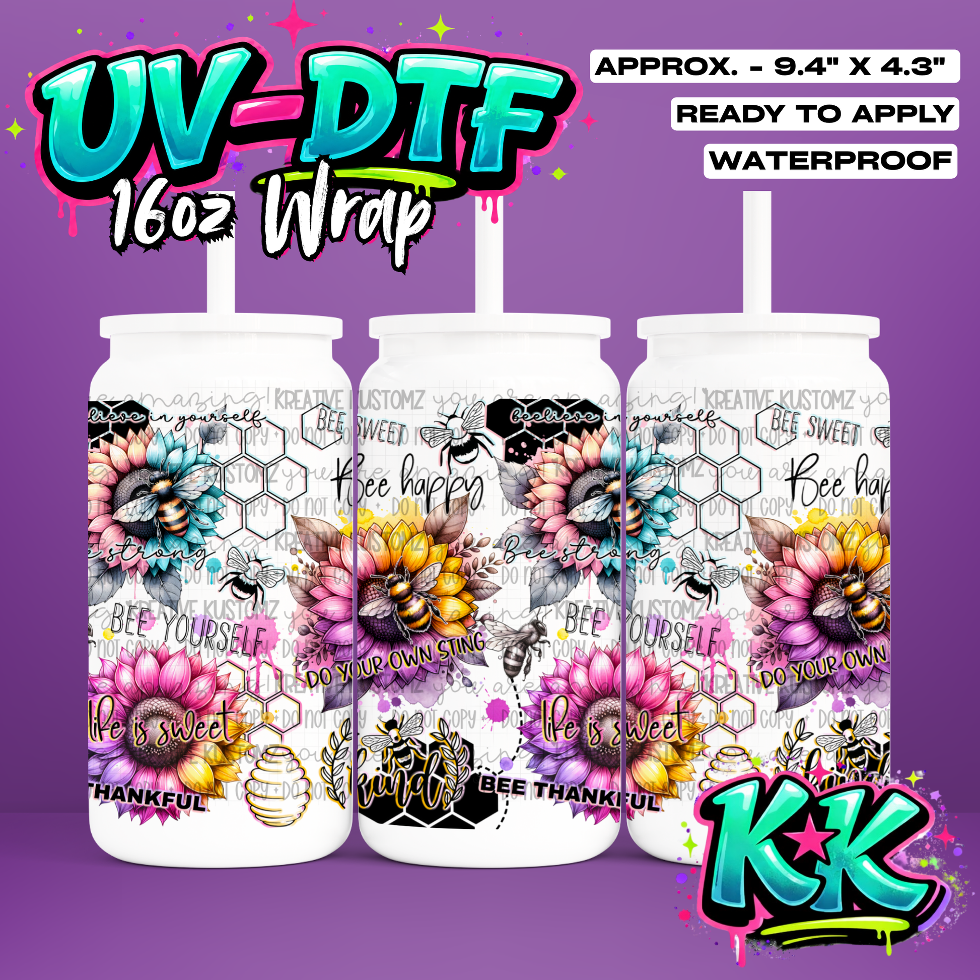 1188 | UV DTF Cup Wrap for 16oz Libbey Glass