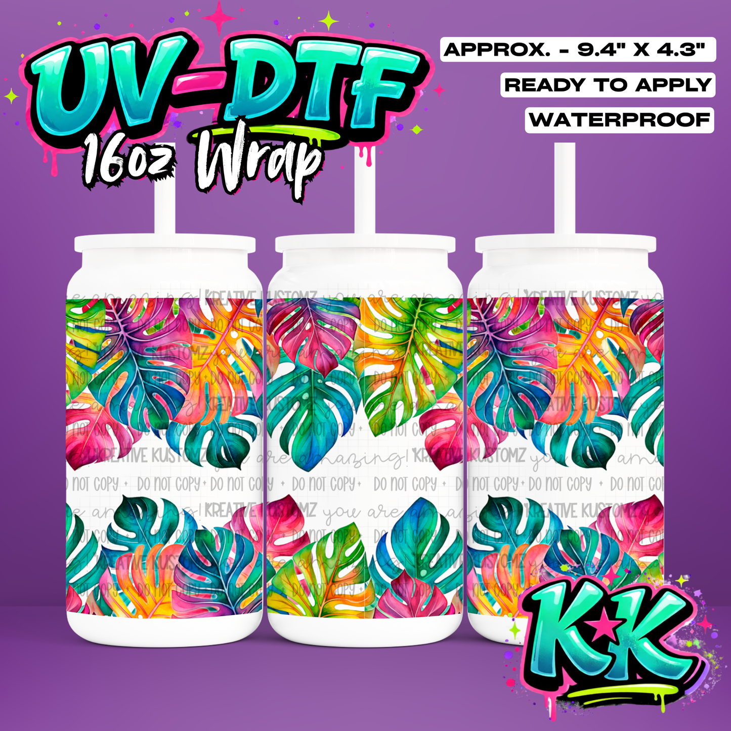 1193 | UV DTF Cup Wrap for 16oz Libbey Glass