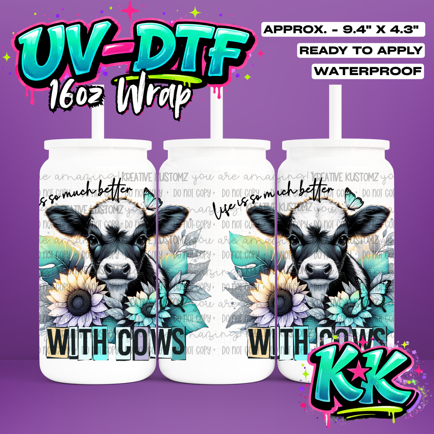 1199 | UV DTF Cup Wrap for 16oz Libbey Glass