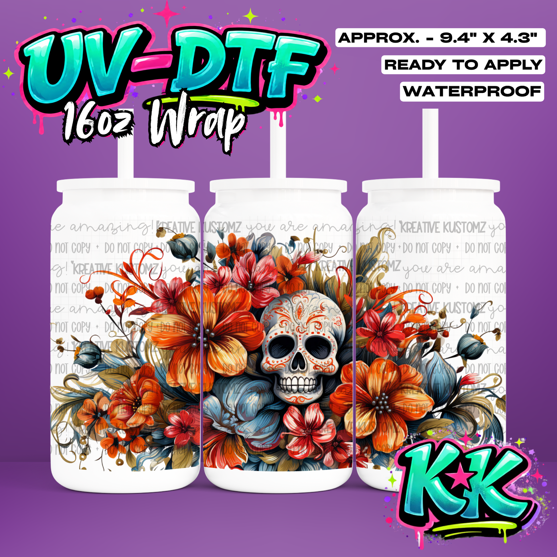 1218 | UV DTF Cup Wrap for 16oz Libbey Glass