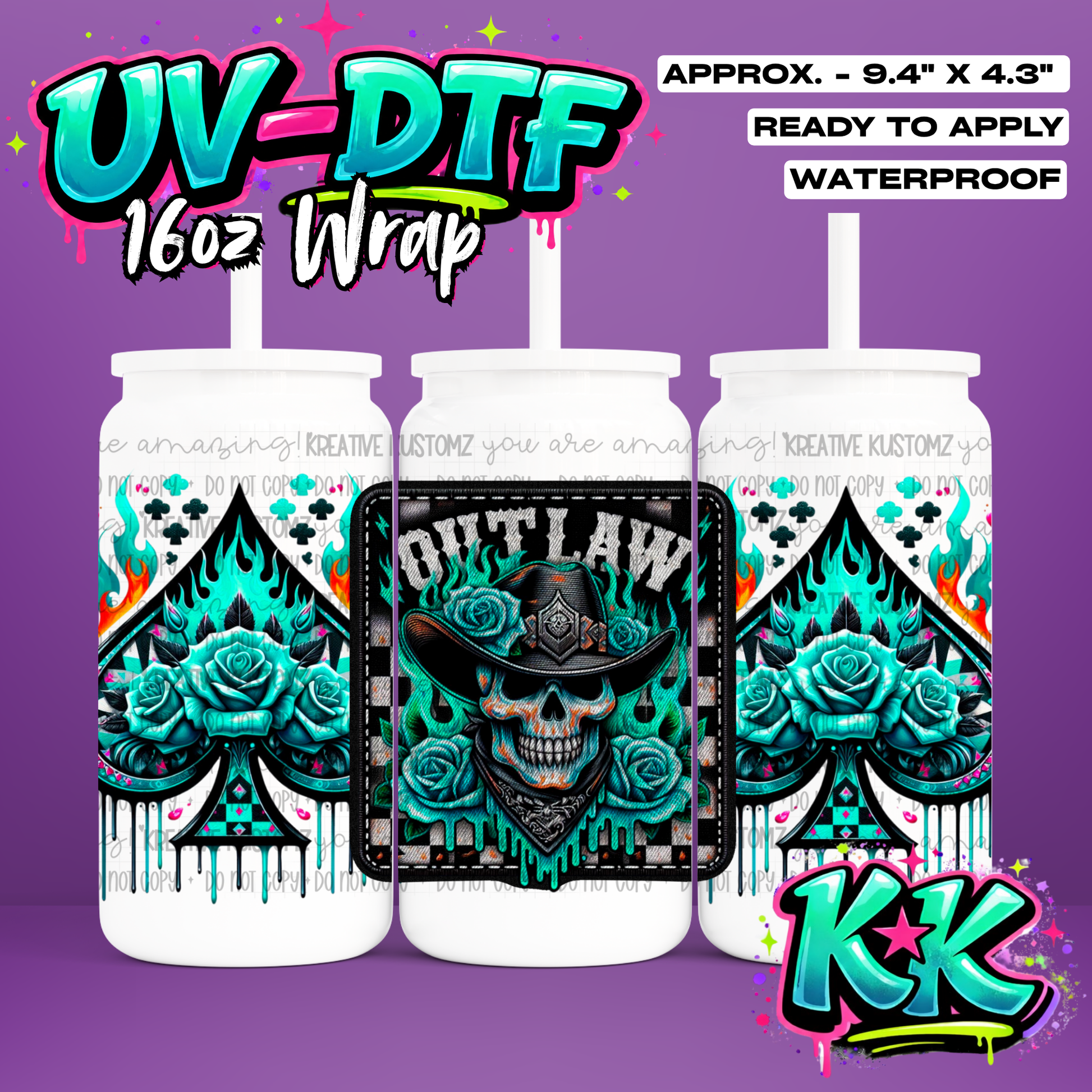 1239 | UV DTF Cup Wrap for 16oz Libbey Glass