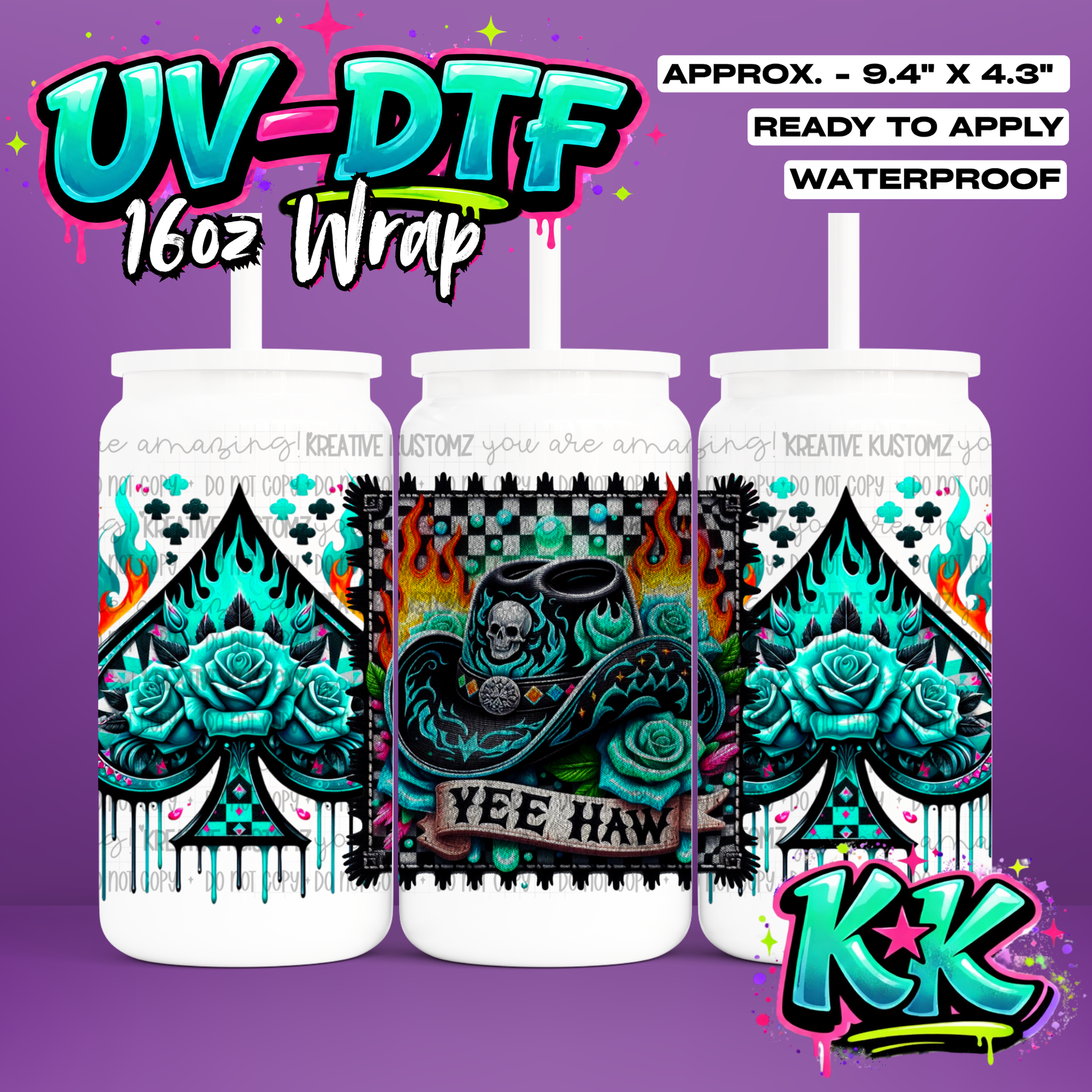 1242 | UV DTF Cup Wrap for 16oz Libbey Glass