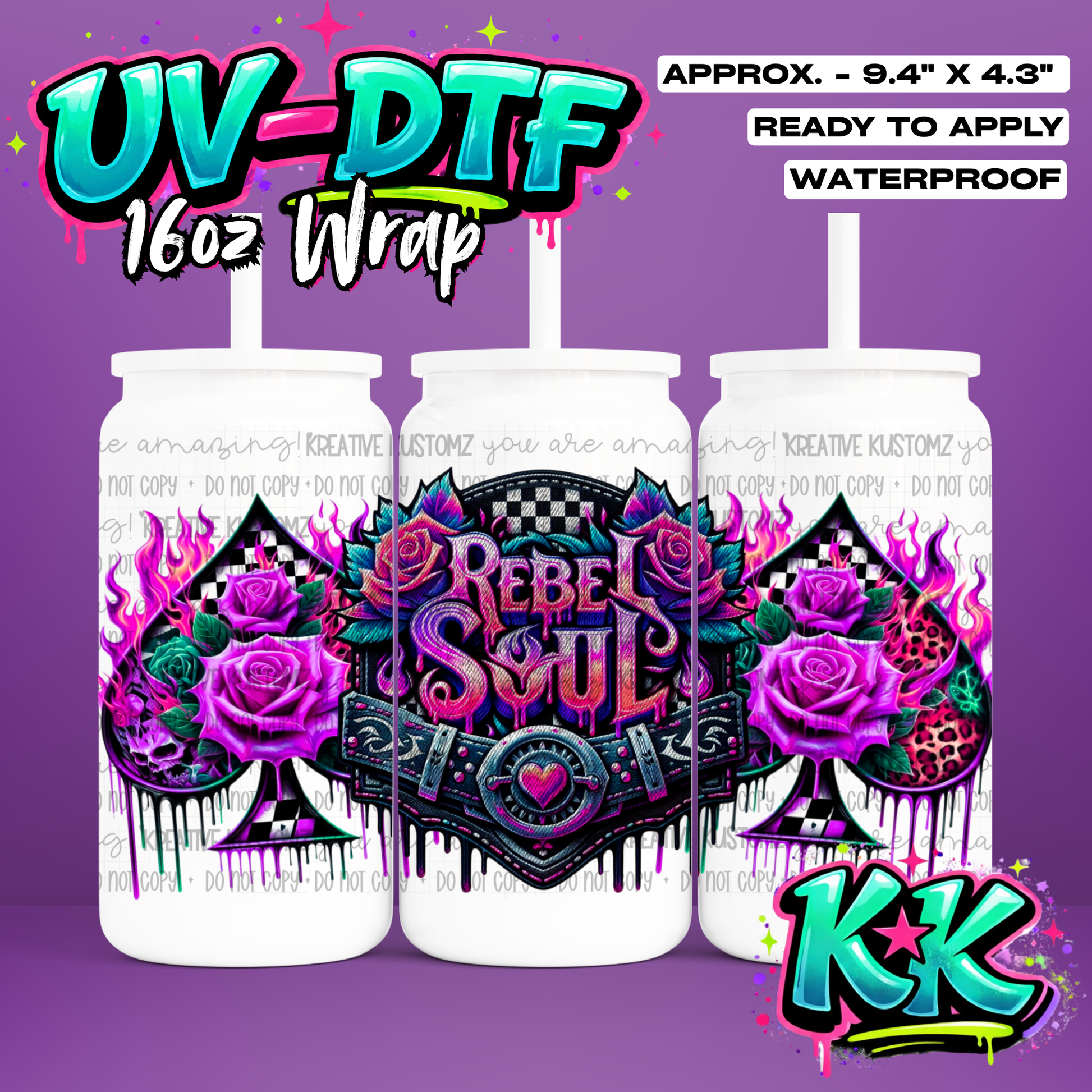 1245 | UV DTF Cup Wrap for 16oz Libbey Glass