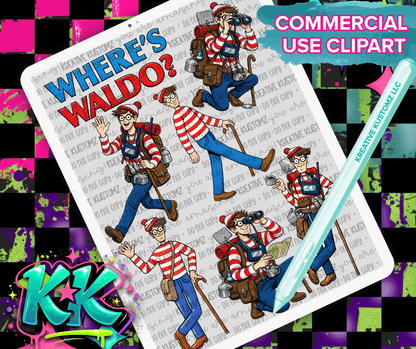 Waldo Clipart Bundle - Digital Download