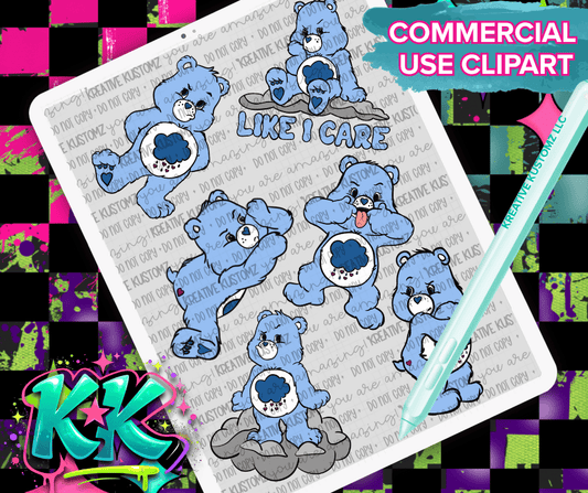 Grumpy Bear Clipart Bundle - Digital Download