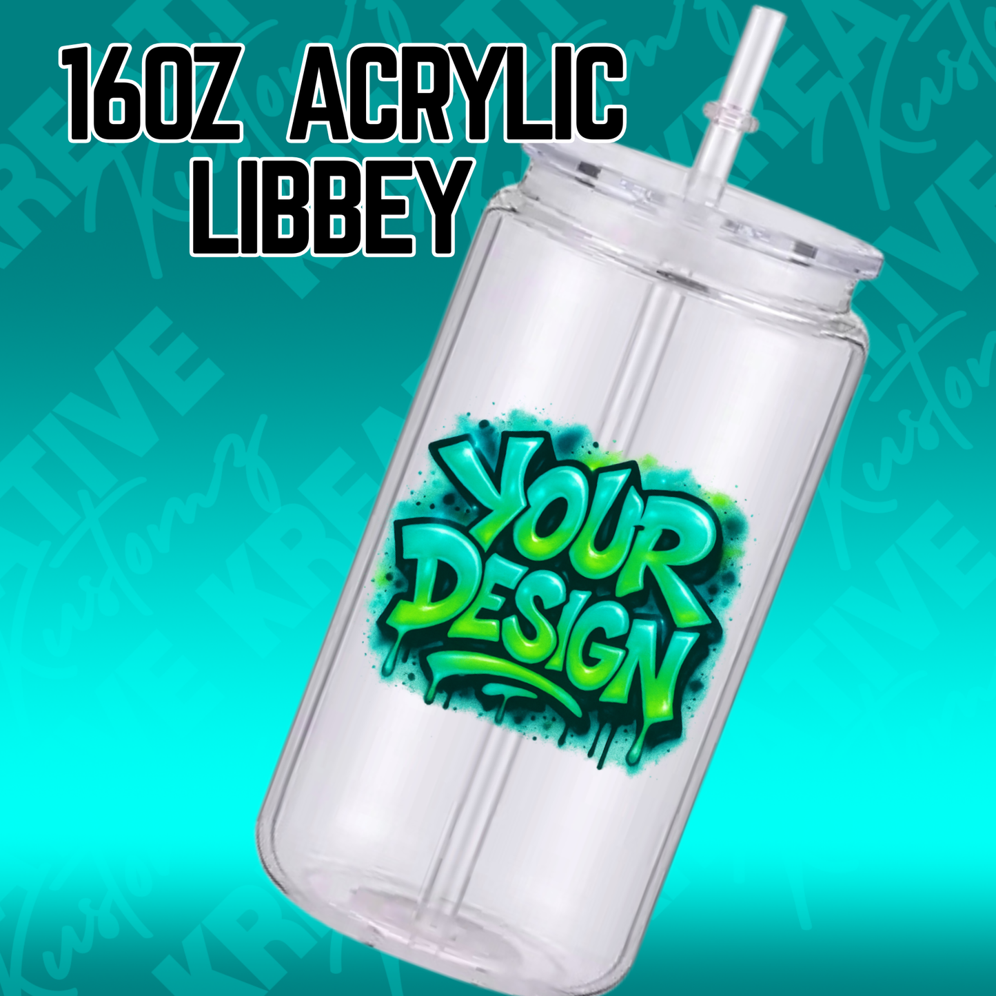 16oz Transparent Acrylic Plastic Libbey Beer Cans with PP Lids - EA