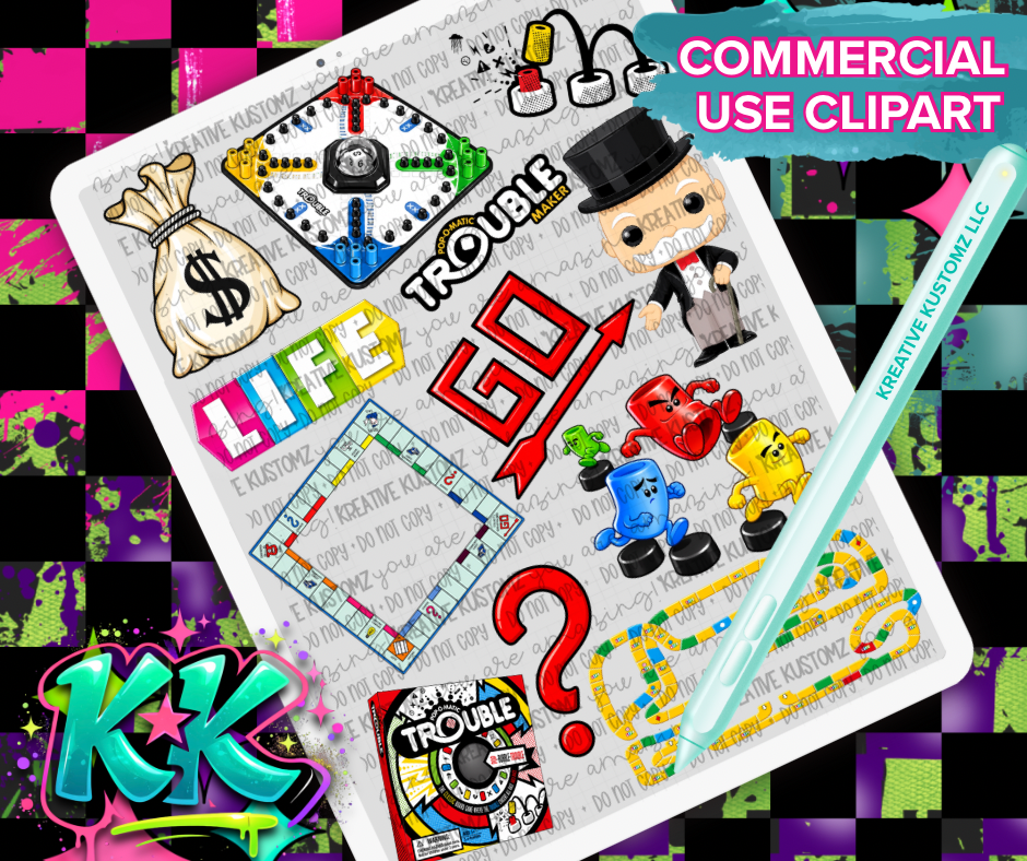 Board Games Clipart Bundle - Digital Download