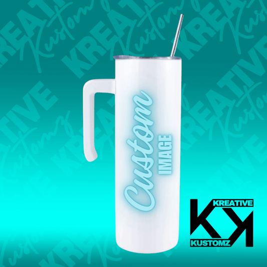 20oz CUSTOM HANDLED SKINNY TUMBLER - Kreative Kustomz