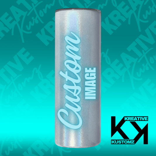 20oz CUSTOM SKINNY HOLOGRAPHIC TUMBLER - Kreative Kustomz