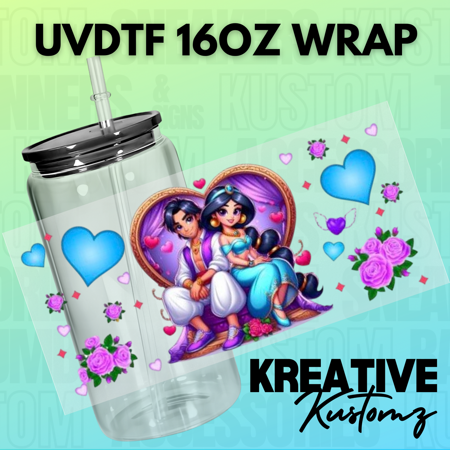 KK-B1113 Jazzy Purple Hearts - 16oz UVDTF Wrap