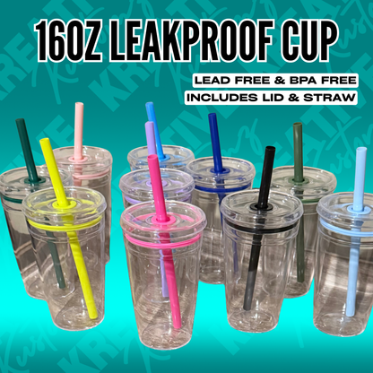 16oz Leak Proof Cup | Acrylic Plastic Tumbler