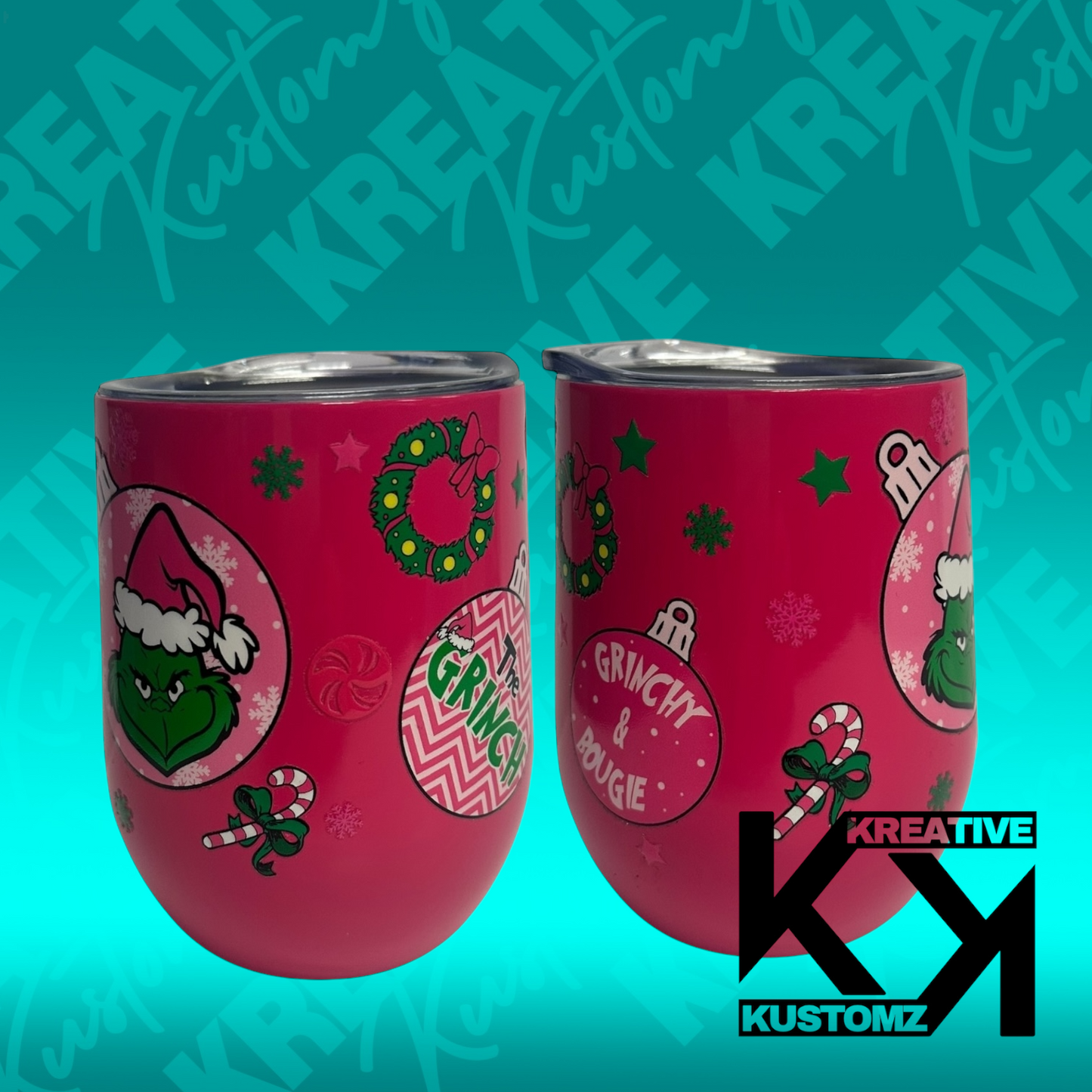 Pink Grinch - 12oz Stemless Wine