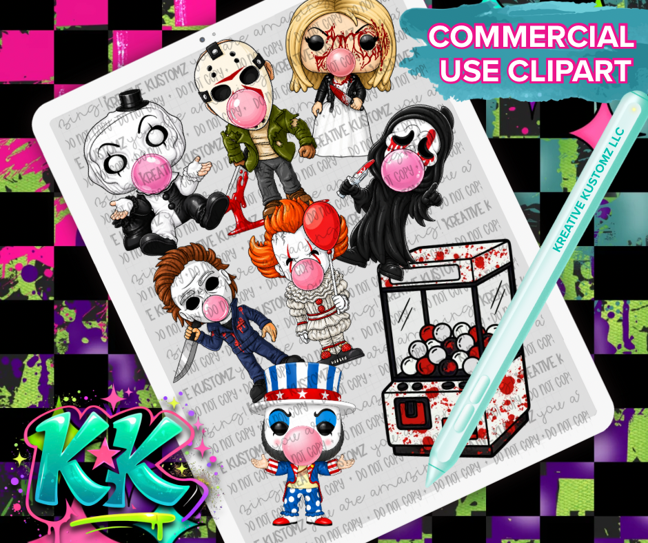 Bubblegum Horror Clipart Bundle - Digital Download