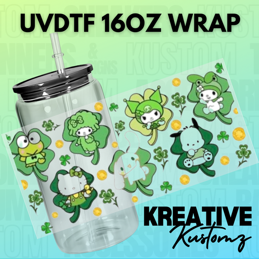 KK-B2229 St Patty Clover Kittys - 16oz UVDTF Wrap