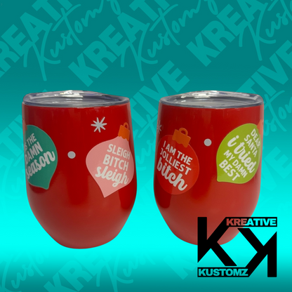 Red Sassy Ornaments- 12oz Stemless Wine