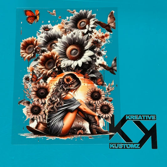 A5 Sunflower Western Girly UV-DTF NOTEBOOK WRAP