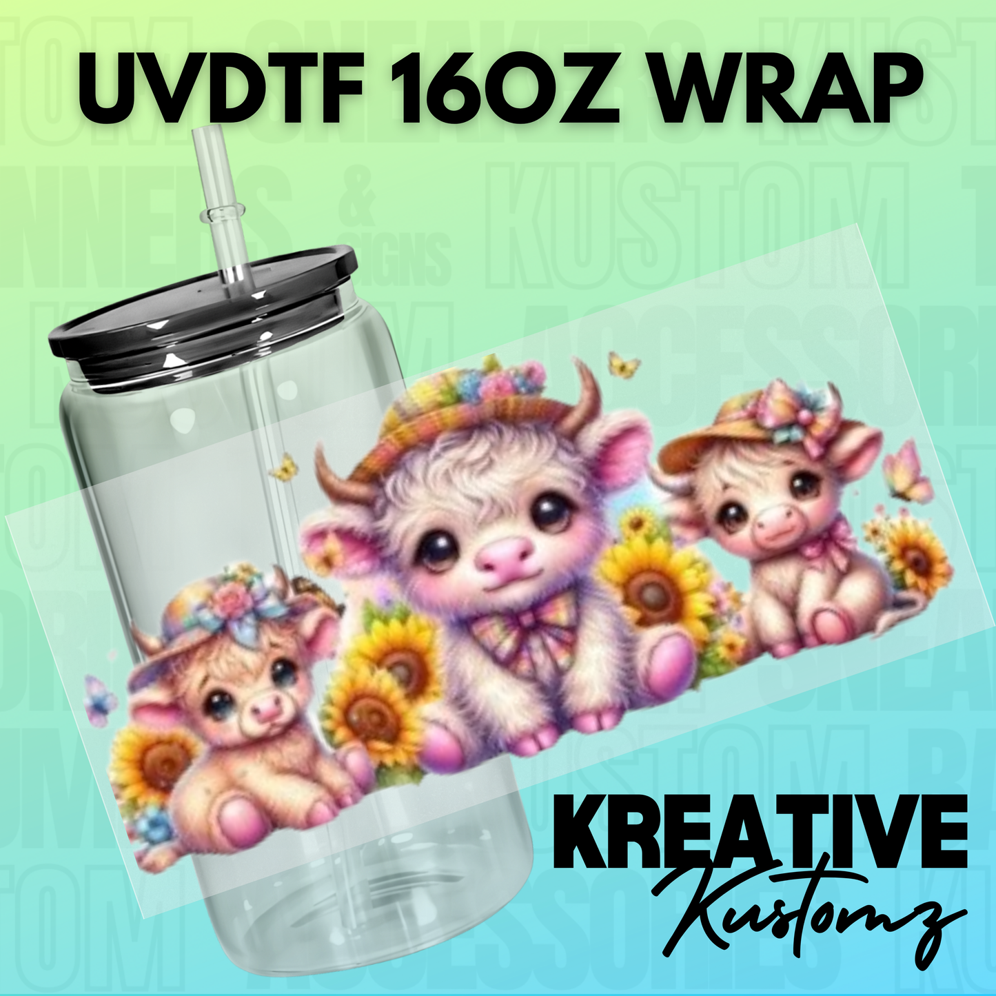 KK-B6722 Floral Spring Cows - 16oz UVDTF Wrap