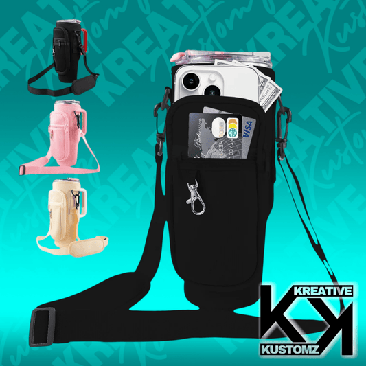 40oz PORTABLE TUMBLER SLEEVE BAG W/ STRAP & HOOK - Kreative Kustomz