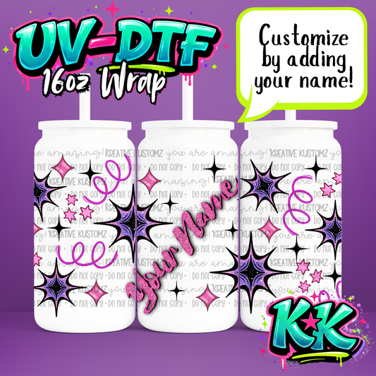 Custom Name Design | UV DTF Cup Wrap for 16oz Libbey Glass