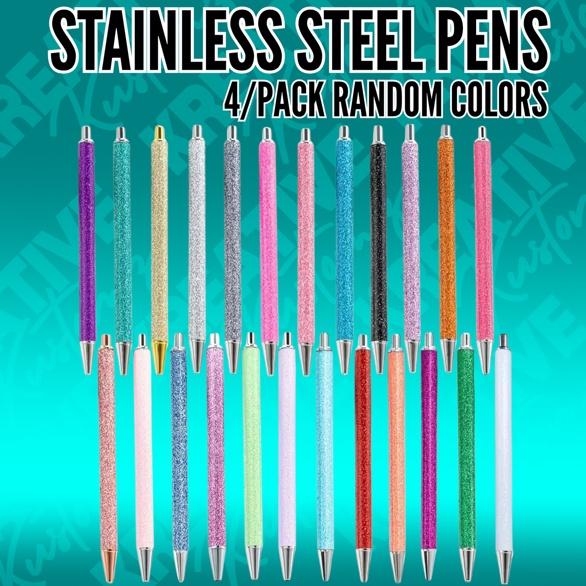 Glitter Pen 4/pack | Stainless Steel Pen Blanks