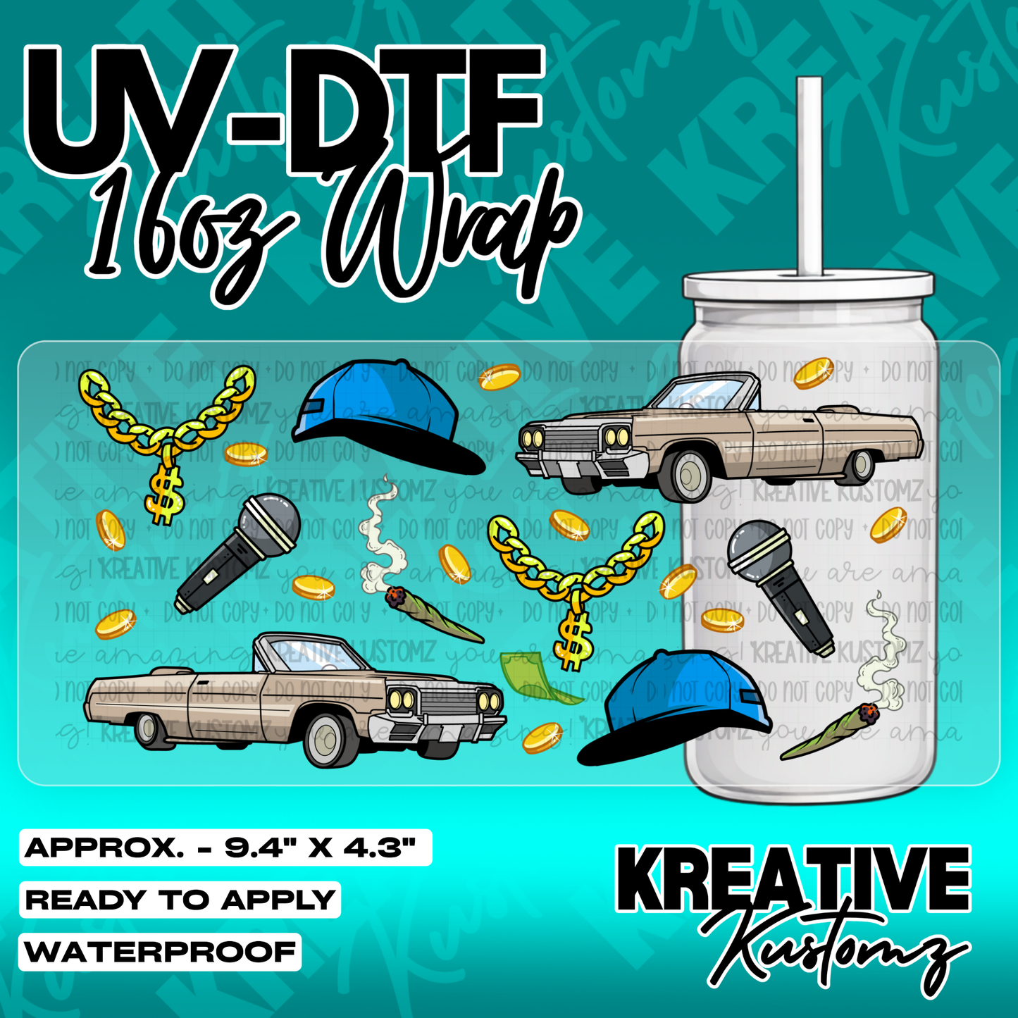 5644 | UV DTF Cup Wrap for 16oz Libbey Glass