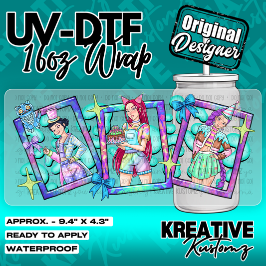 Birthday Hunter Girls | UV DTF Cup Wrap for 16oz Libbey Glass