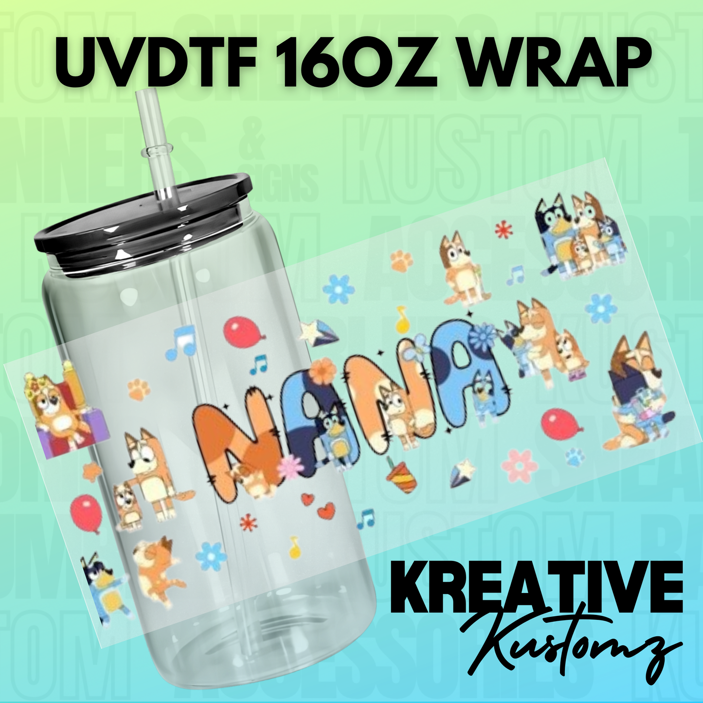 KK-B2404 Nana Dogs - 16oz UVDTF Wrap