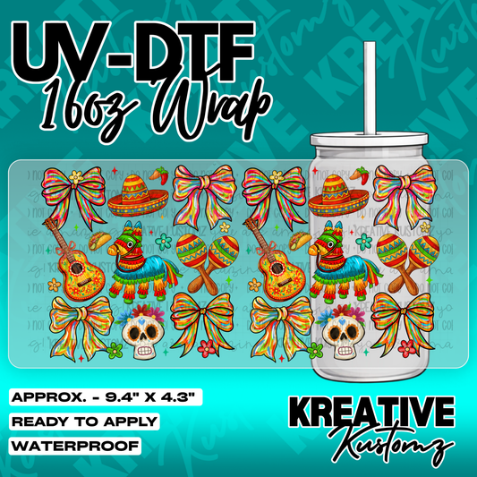 Cinco de Mayo Design | UV DTF Cup Wrap for 16oz Libbey Glass