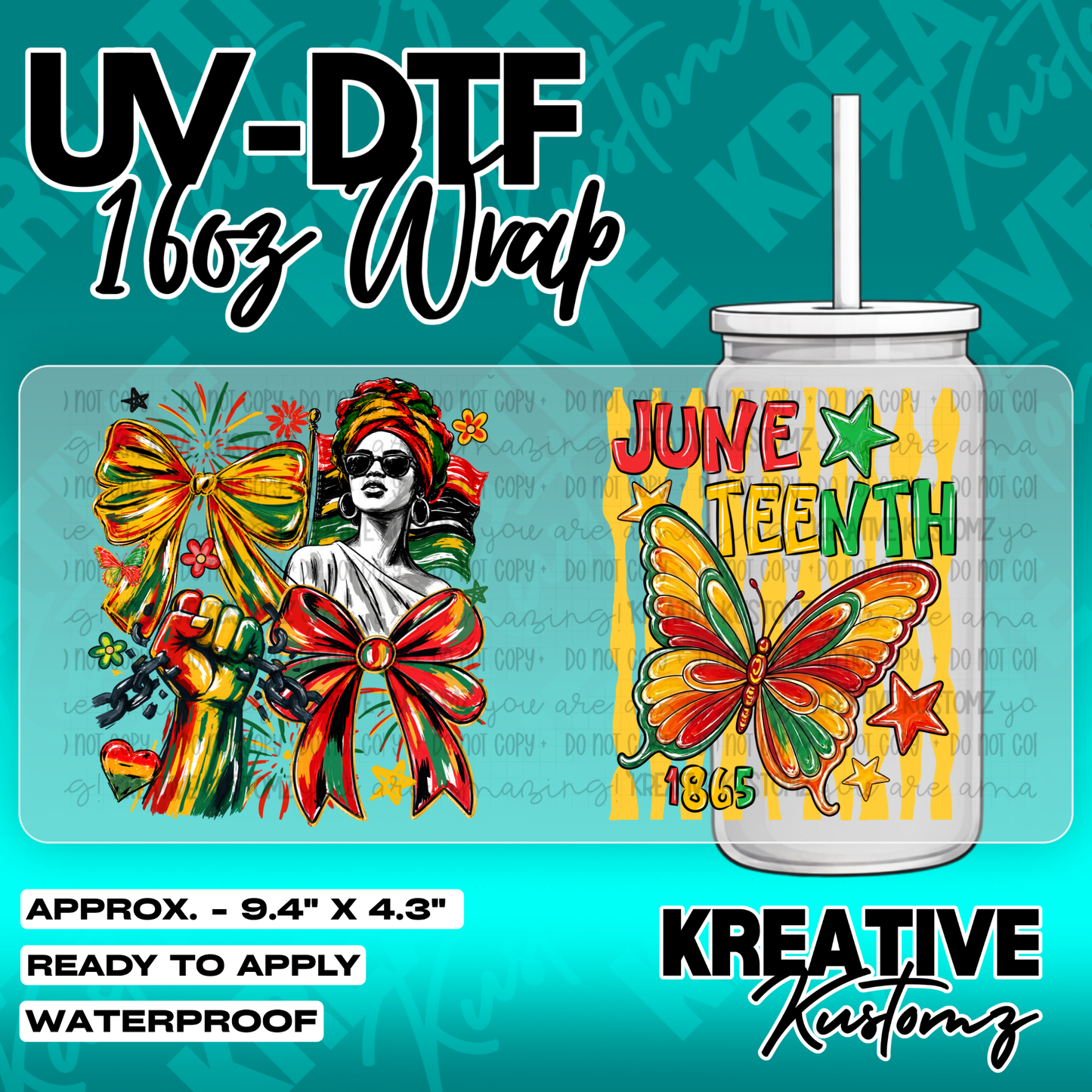 Juneteenth Design | UV DTF Cup Wrap for 16oz Libbey Glass