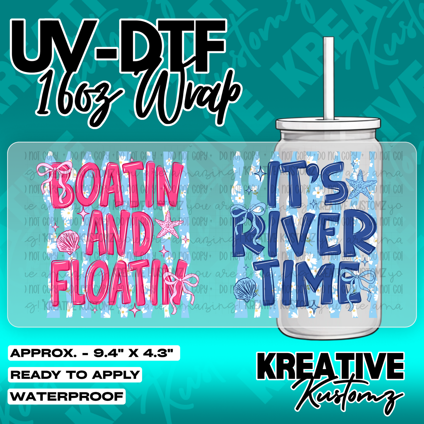 Boating River Time  | UV DTF Cup Wrap for 16oz Libbey Glass