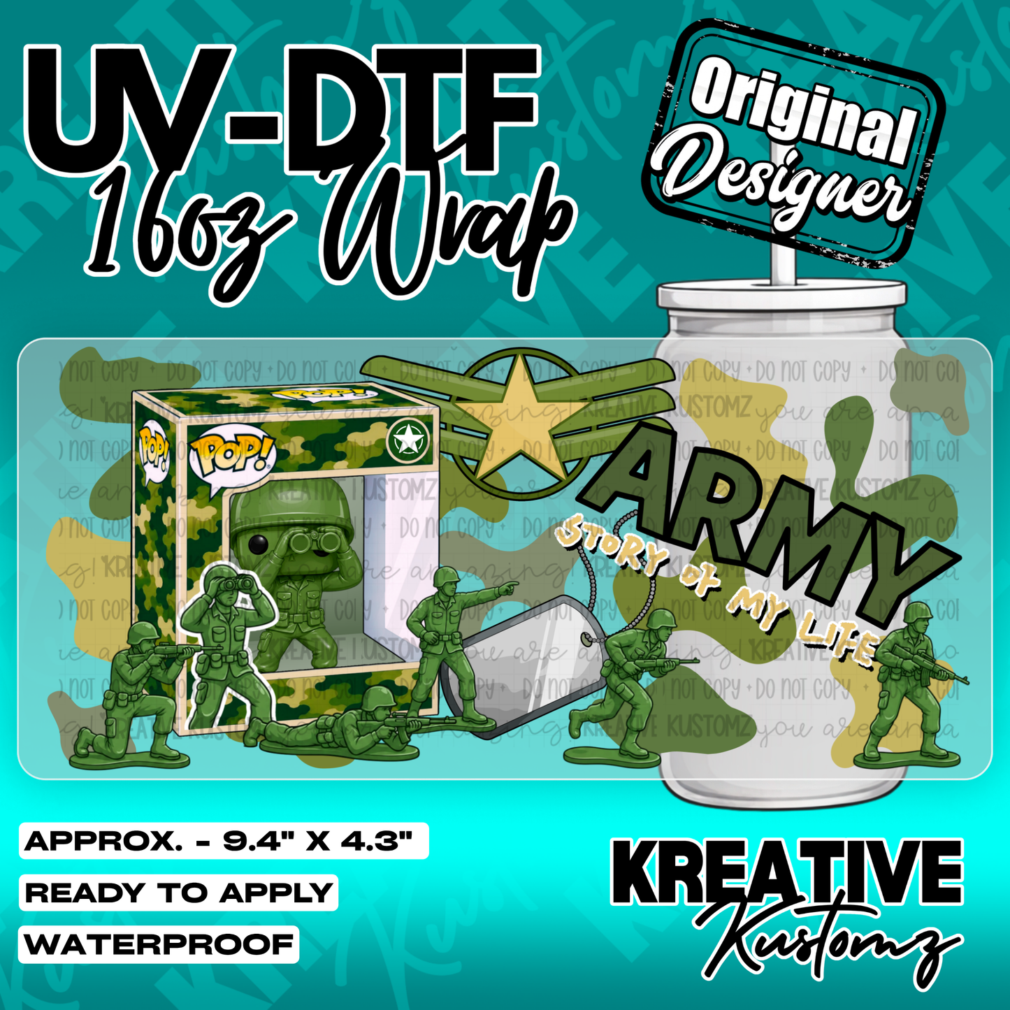 Army Pop | UV DTF Cup Wrap for 16oz Libbey Glass