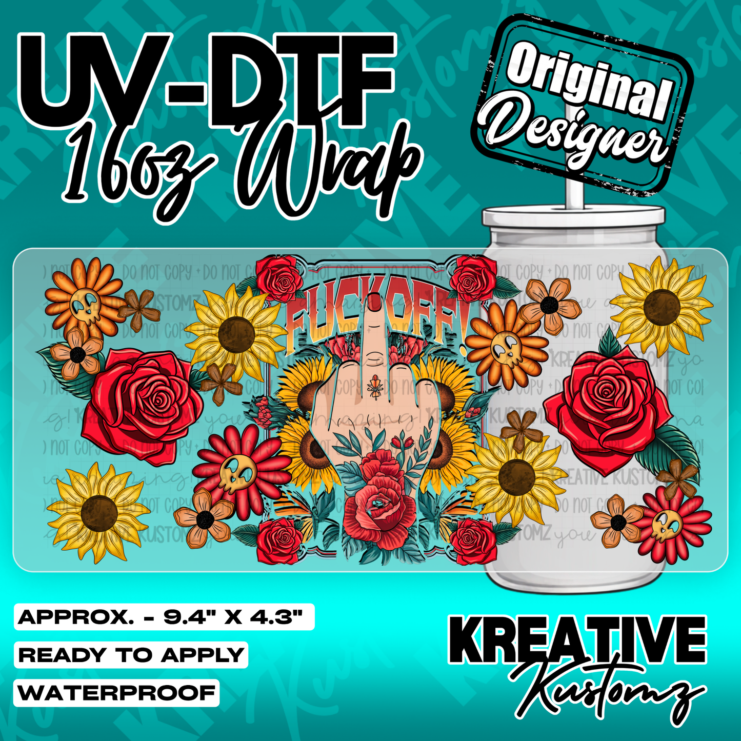 F Off Floral | UV DTF Cup Wrap for 16oz Libbey Glass