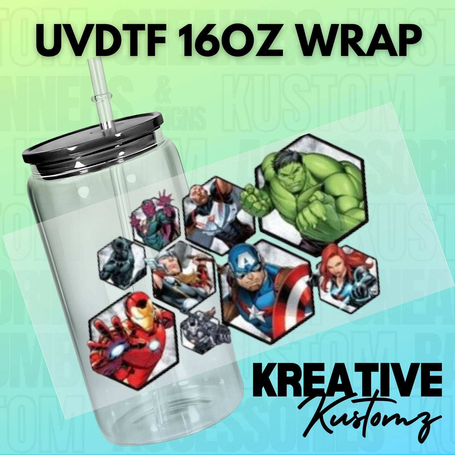 KK-B2491 Superhero Honeycomb - 16oz UVDTF Wrap