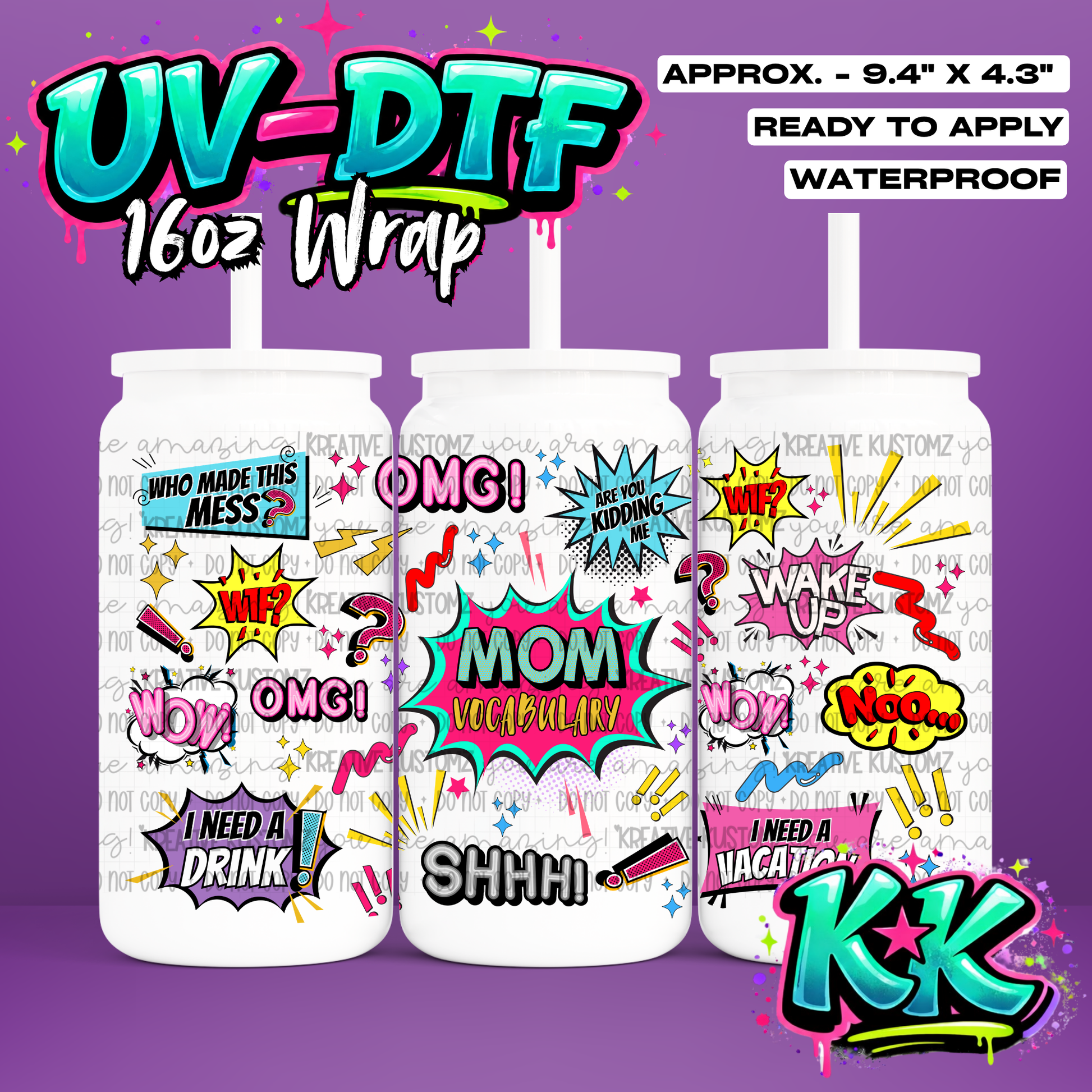 6505 | UV DTF Cup Wrap for 16oz Libbey Glass