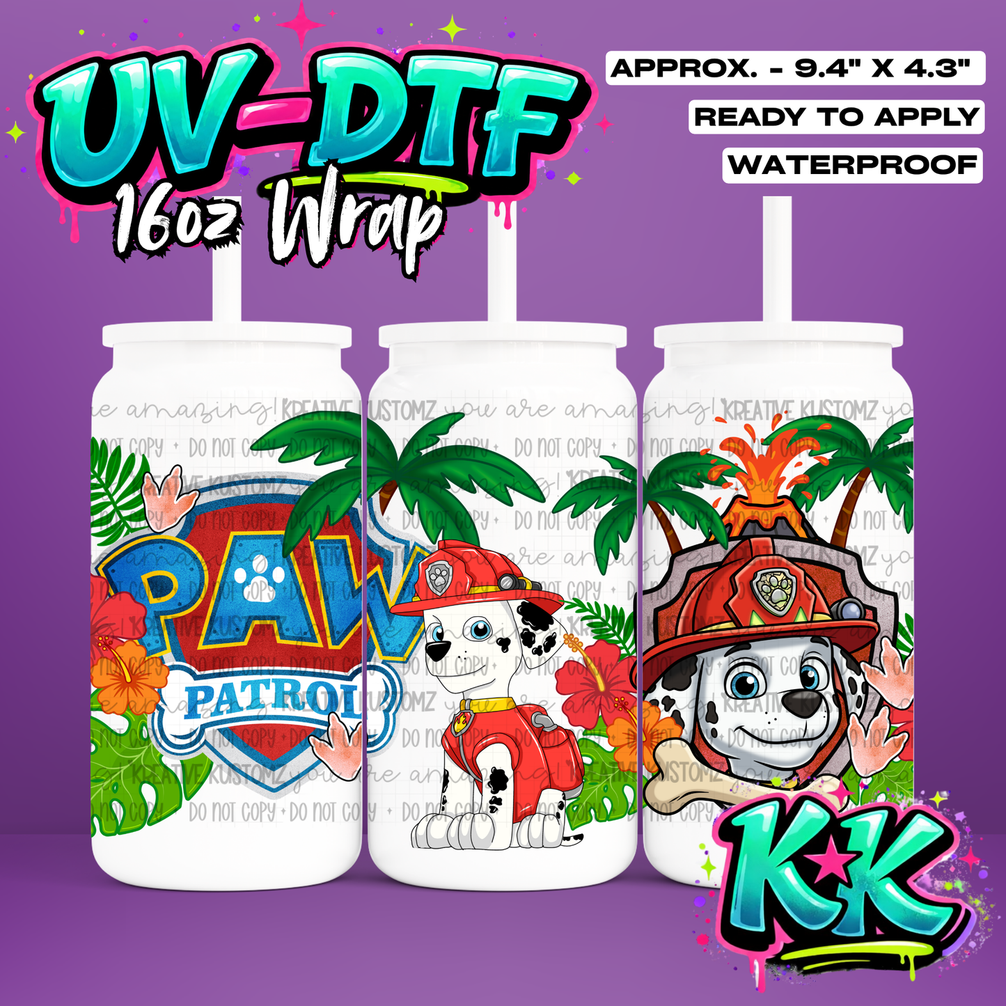 6549 | UV DTF Cup Wrap for 16oz Libbey Glass