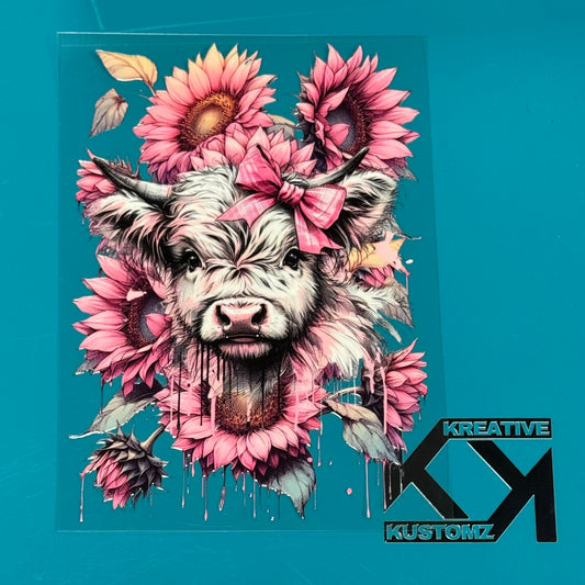 A5 Pink Sunflower Cow 2 UV-DTF NOTEBOOK WRAP