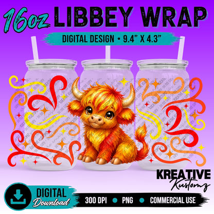 Cute Cows| 16oz Libbey Glass Can Wrap PNG - Digital Download Bundle