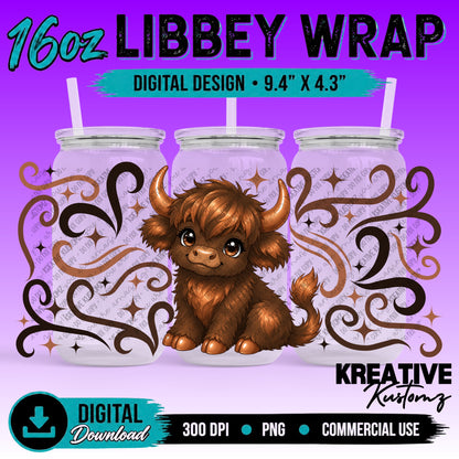 Cute Cows| 16oz Libbey Glass Can Wrap PNG - Digital Download Bundle