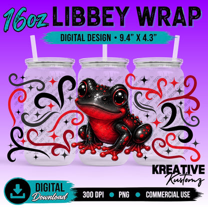 Cute Frogs | 16oz Libbey Glass Can Wrap PNG - Digital Download Bundle