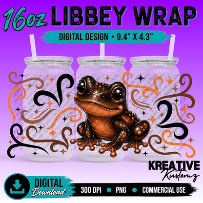 Cute Frogs | 16oz Libbey Glass Can Wrap PNG - Digital Download Bundle