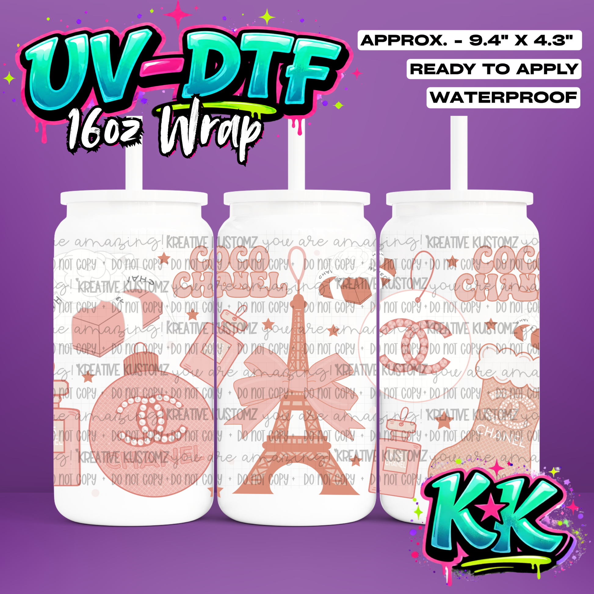 6876 | UV DTF Cup Wrap for 16oz Libbey Glass