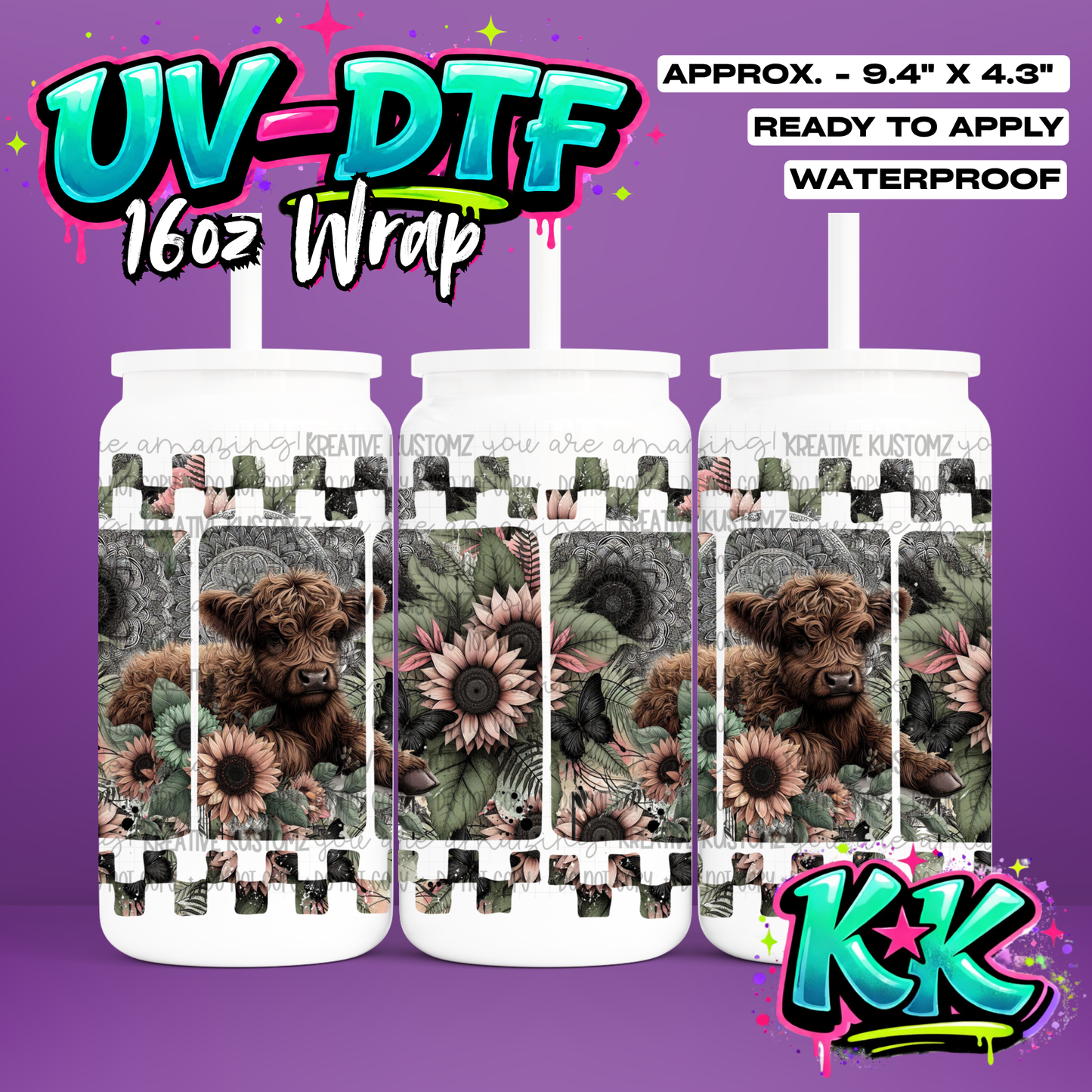 6894 | UV DTF Cup Wrap for 16oz Libbey Glass