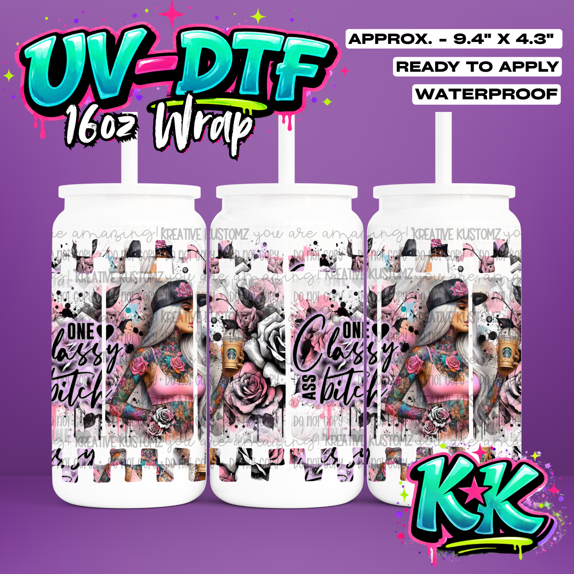 6898 | UV DTF Cup Wrap for 16oz Libbey Glass