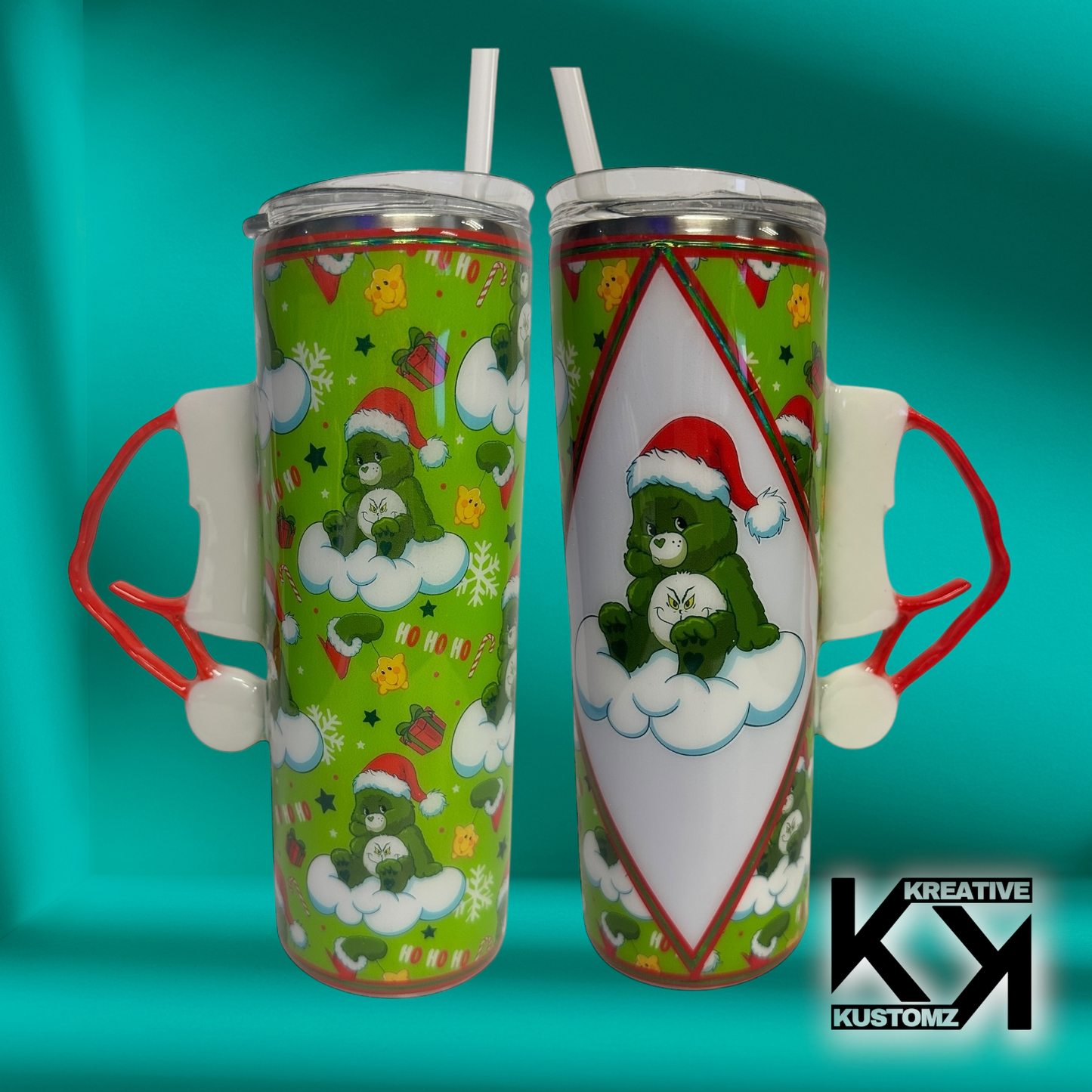 Green Bear Santa Hat Handle Tumbler - 20oz