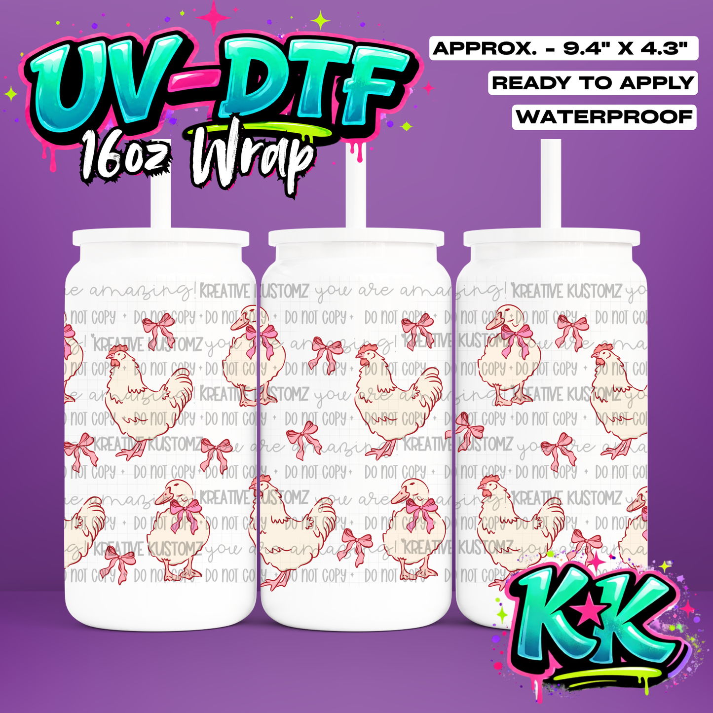 6919 | UV DTF Cup Wrap for 16oz Libbey Glass