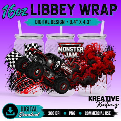 MJ Truck Horror | 16oz Libbey Glass Can Wrap PNG - Digital Download Bundle