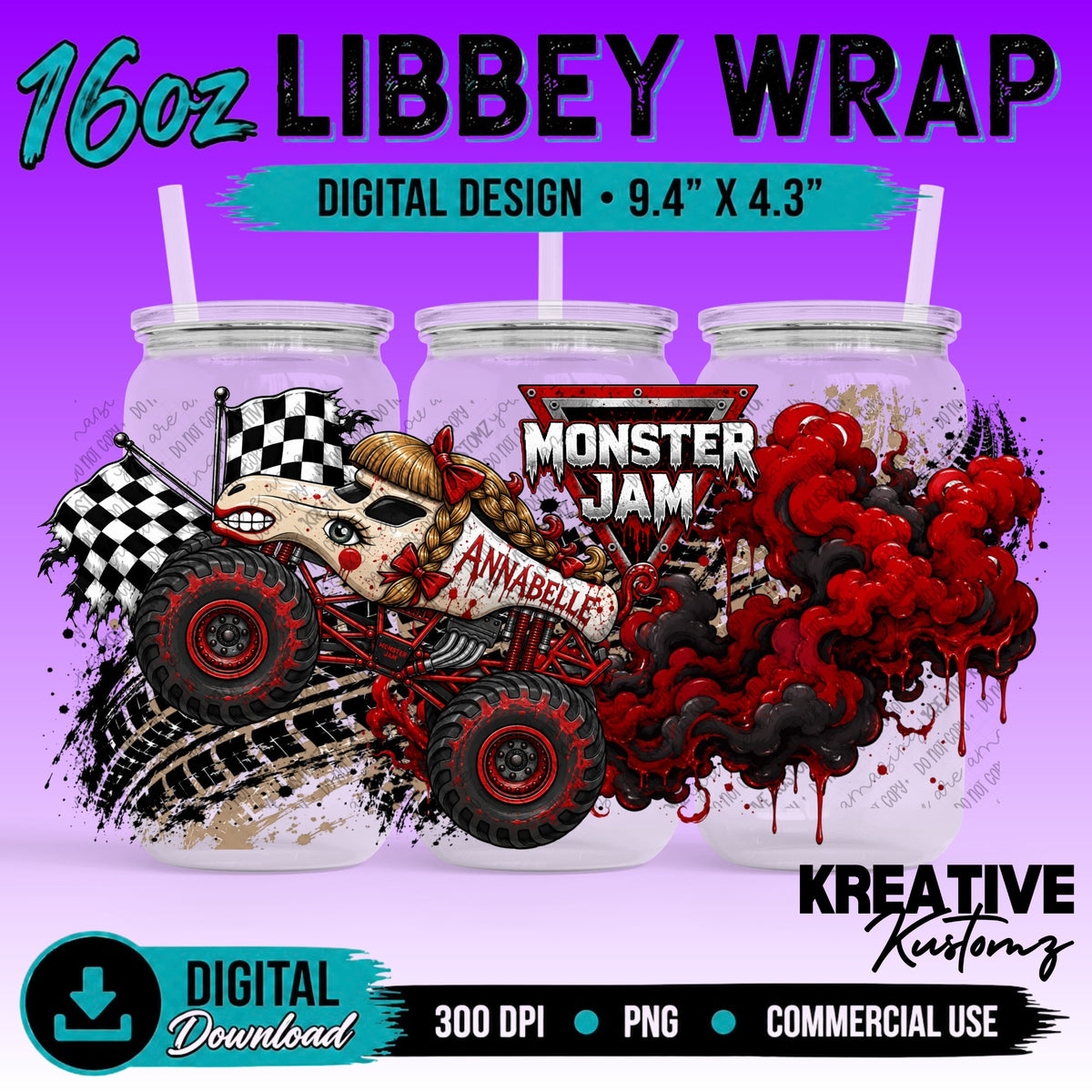 MJ Truck Horror | 16oz Libbey Glass Can Wrap PNG - Digital Download Bundle